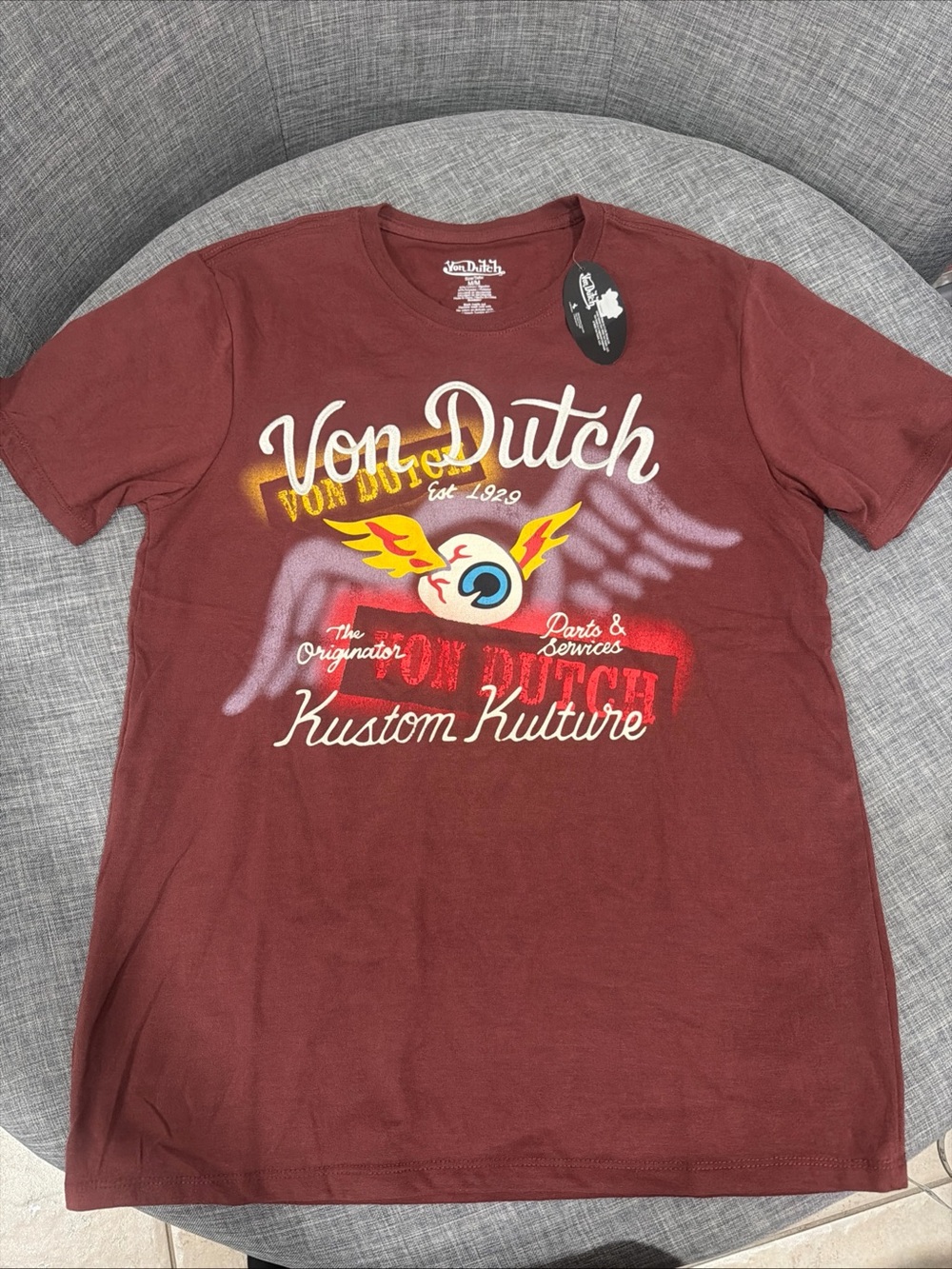 Von Dutch Maroon Graphic Kustom Kulture Tee
